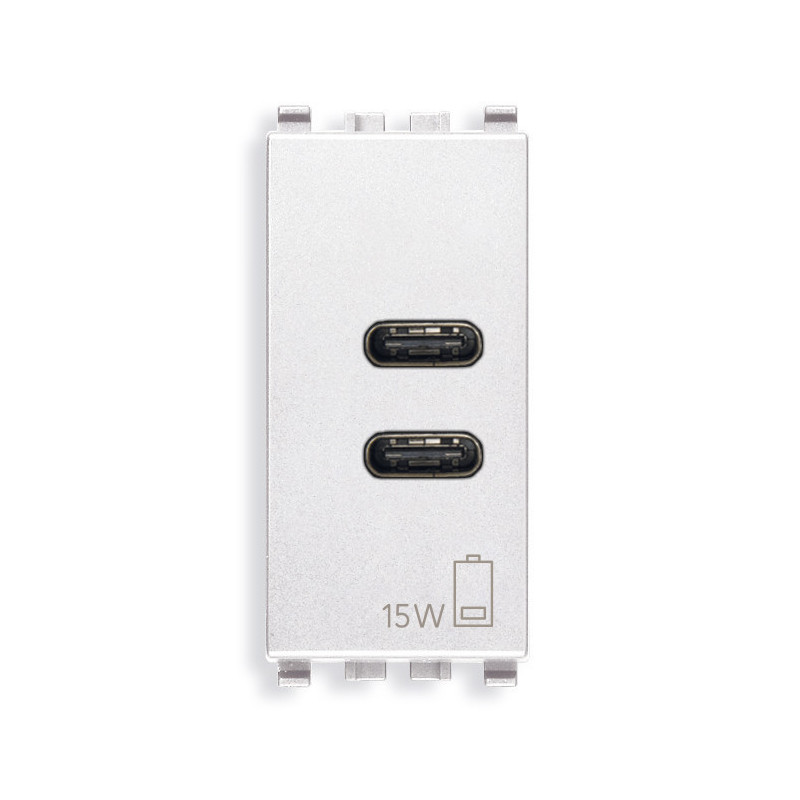 Alimentatore USB C+C 5V 3A 1M bianco - Vimar 20292.CC.B