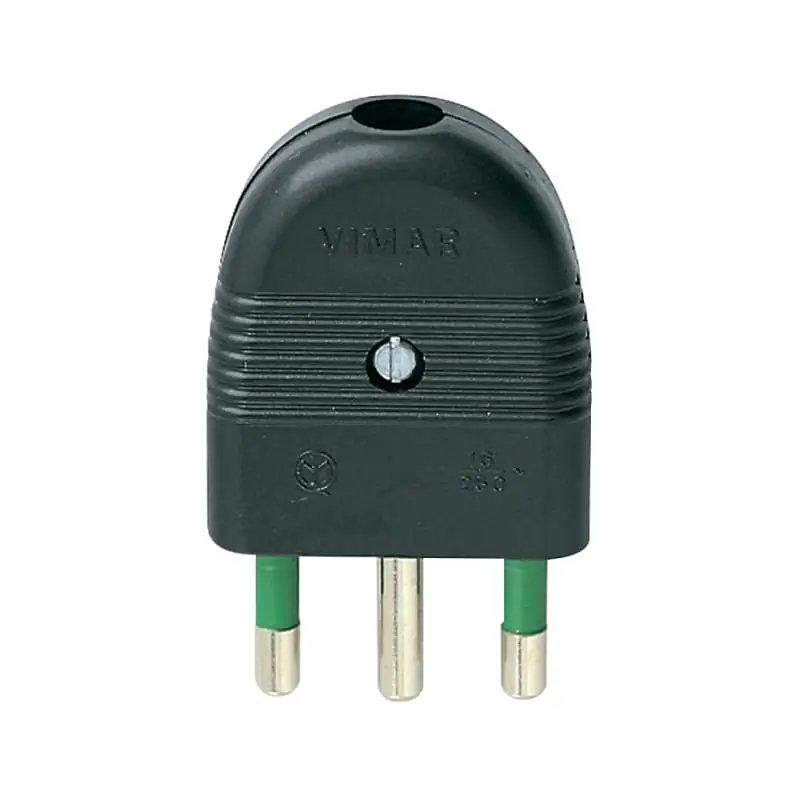 Spina 2P+T 16A assiale nero - Vimar 01026