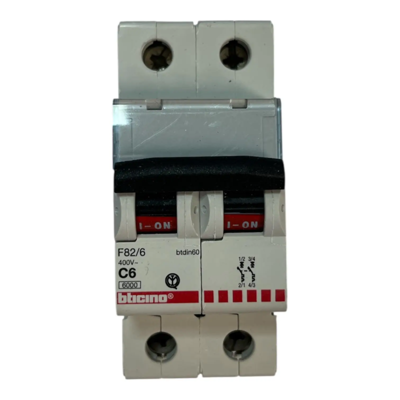 btdin60 - magnetotermico 2P  bipolare  6A 6kA - BTicino F82/6