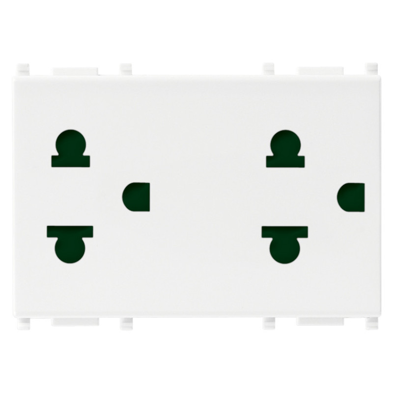 Due prese SICURY 2P+T 16A USA+EU bianco - Vimar 14249