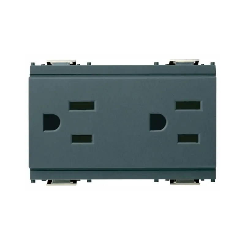 Due prese 2P+T 15A USA+SASO grigio - Vimar 16246