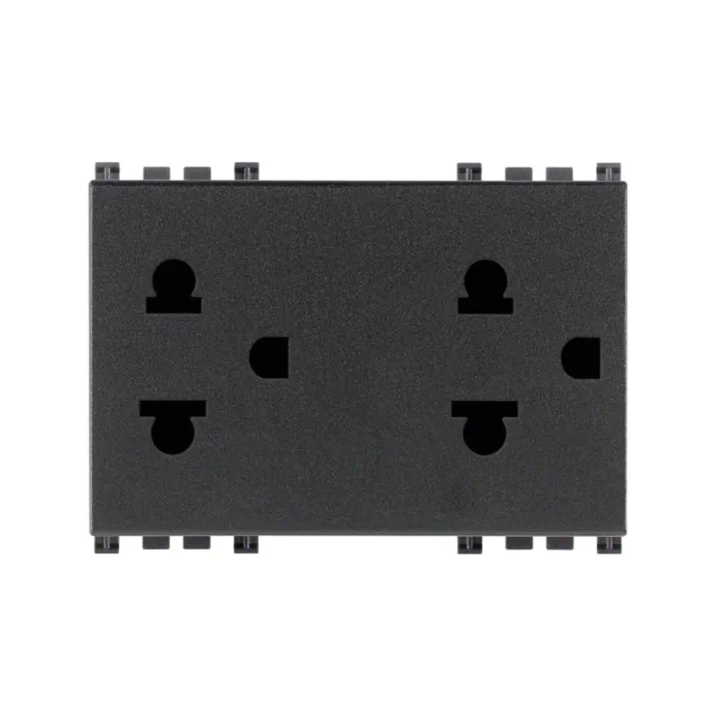 Due prese SICURY 2P+T 16A USA+EU grigio - Vimar 19249
