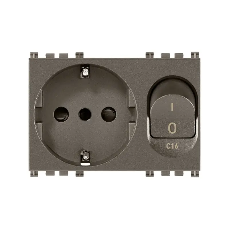 Presa 2P+T 16A P30 intb+MT C16 Metal - Vimar 19276.M