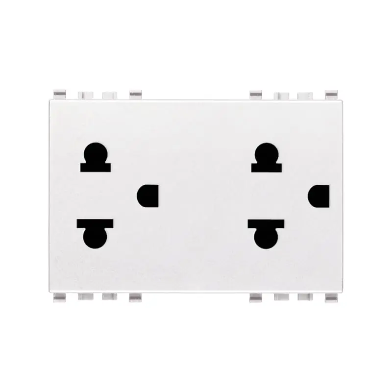 Due prese SICURY 2P+T 16A USA+EU bianco - Vimar 20249.B
