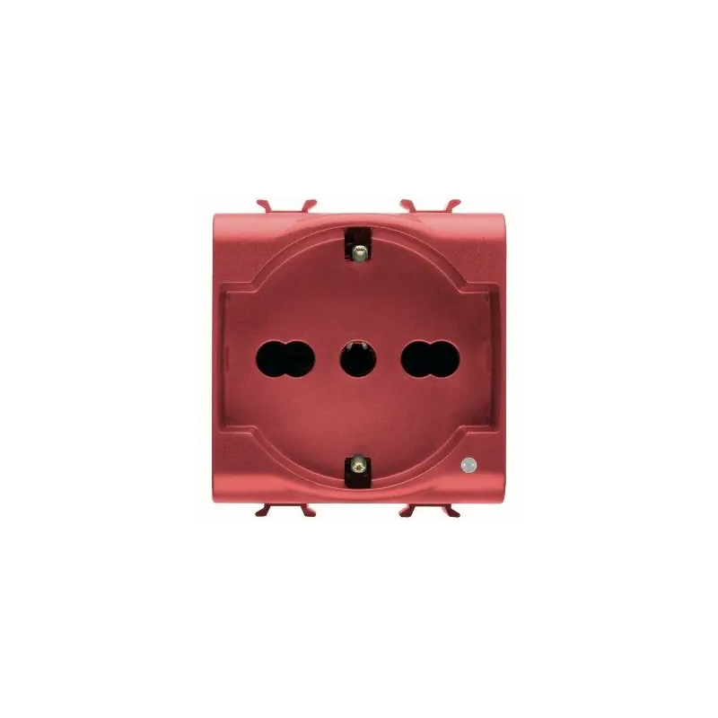 PRESA 2M 2P+T 16A BIV.ST.ITA./TED.ROSSA - Gewiss GW10214