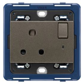 Presa 2P+T 5A inglese interr. Metal - Vimar 19215.M