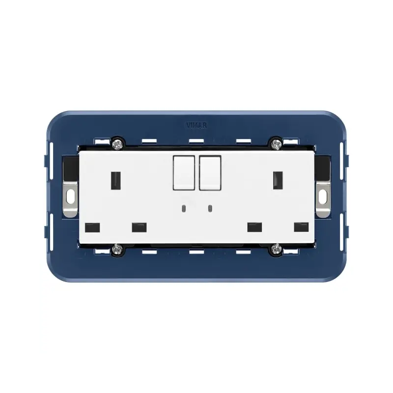 2 prese 2P+T 13A inglese interr. bianco - Vimar 19222.B