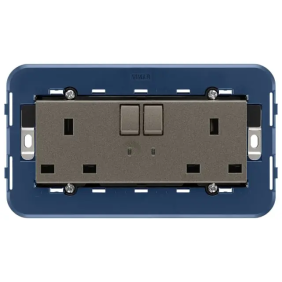 2 prese 2P+T 13A inglese int+spia Metal - Vimar 19222.L.M