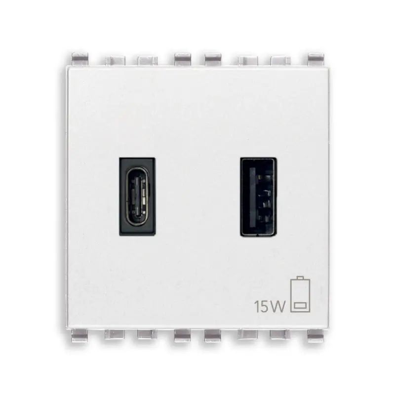 Alimentatore USB A+C 5V 3A 2M bianco - Vimar 20295.AC.B