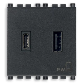 Alimentatore USB A+C 5V 3A 2M antibatt.g - Vimar 19295.AC.AB