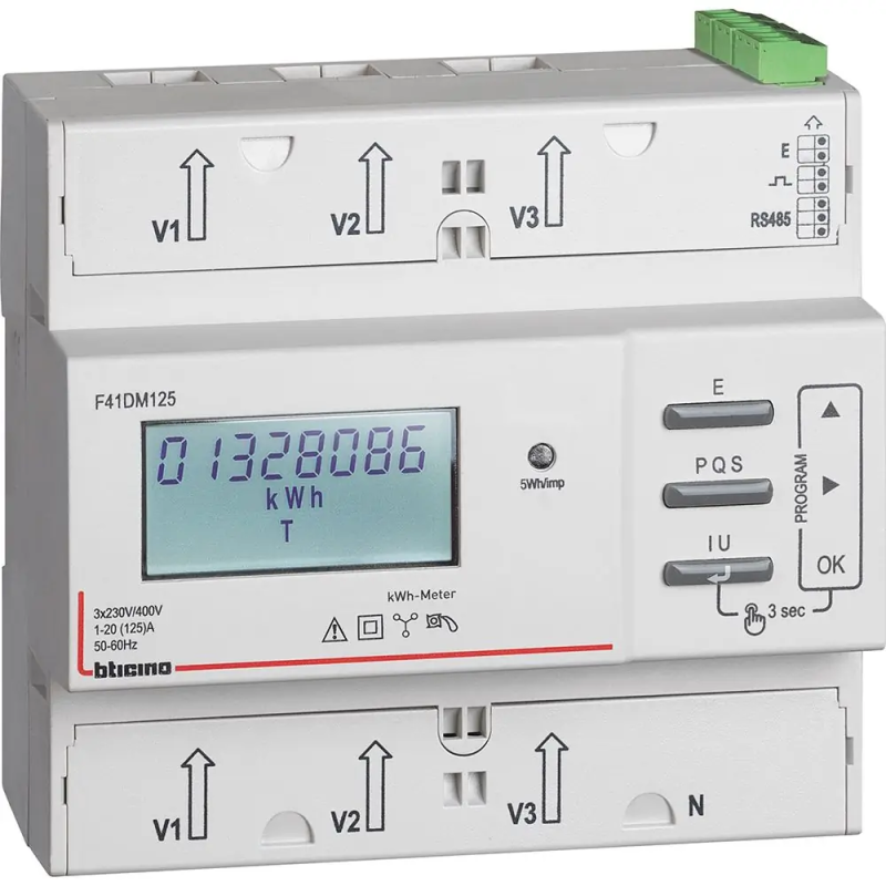 COMPTEUR 125A-MID-IMPULSIONS+RS485 - BTicino F41DM125