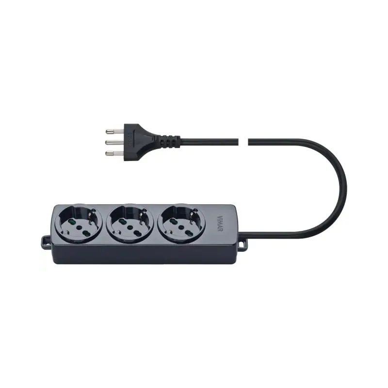 Presa multipla 3 universale+cavo nero - Vimar 01290.CC