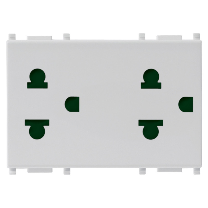 Due prese SICURY 2P+T 16A USA+EU Silver - Vimar 14249.SL