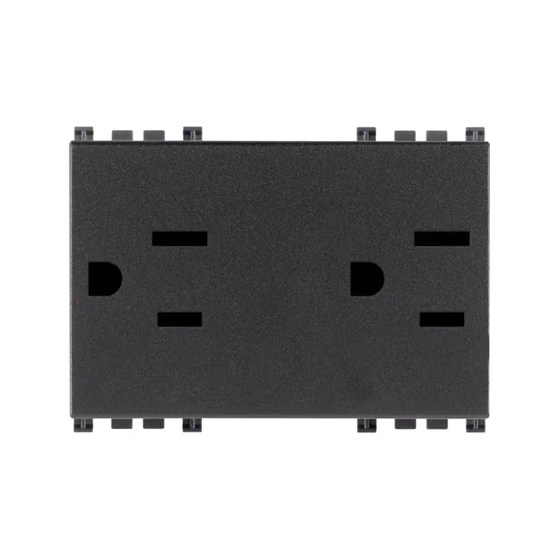 Due prese 2P+T 15A USA+SASO grigio - Vimar 19246