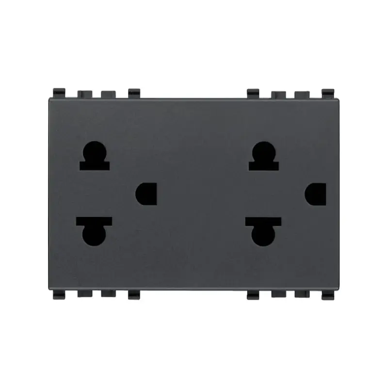 Due prese SICURY 2P+T 16A USA+EU grigio - Vimar 20249