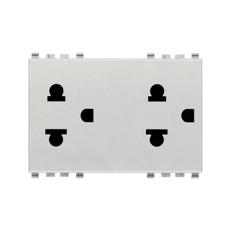 Due prese SICURY 2P+T 16A USA+EU Next - Vimar 20249.N