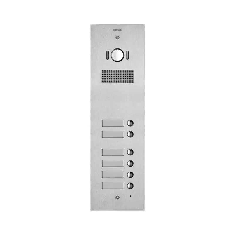 Placca Steely 2F+ A/V 6 puls. acciaio - Vimar 41526