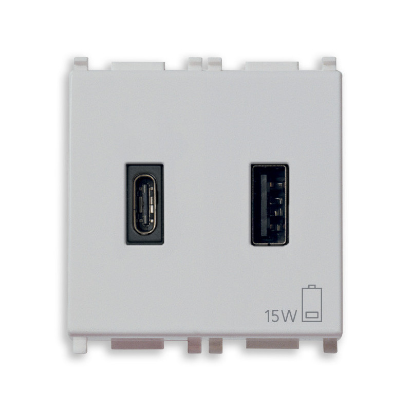 Alimentatore USB A+C 5V 3A 2M Silver - Vimar 14295.AC.SL