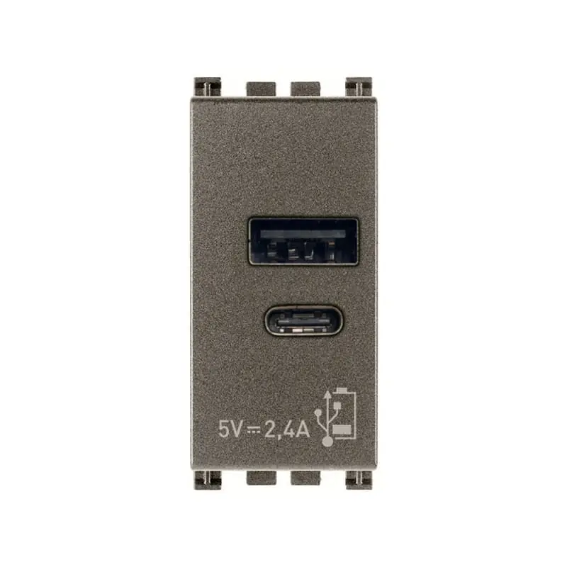 Alimentatore USB A+C 5V 2,4A 1M Metal - Vimar 19292.AC.M