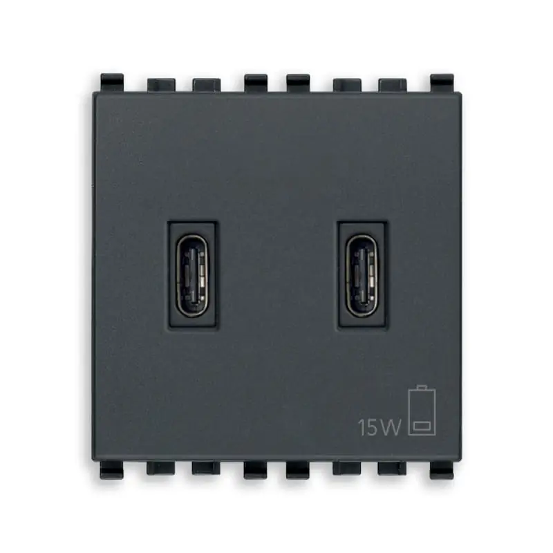 Alimentatore USB C+C 5V 3A 2M grigio - Vimar 20295.CC