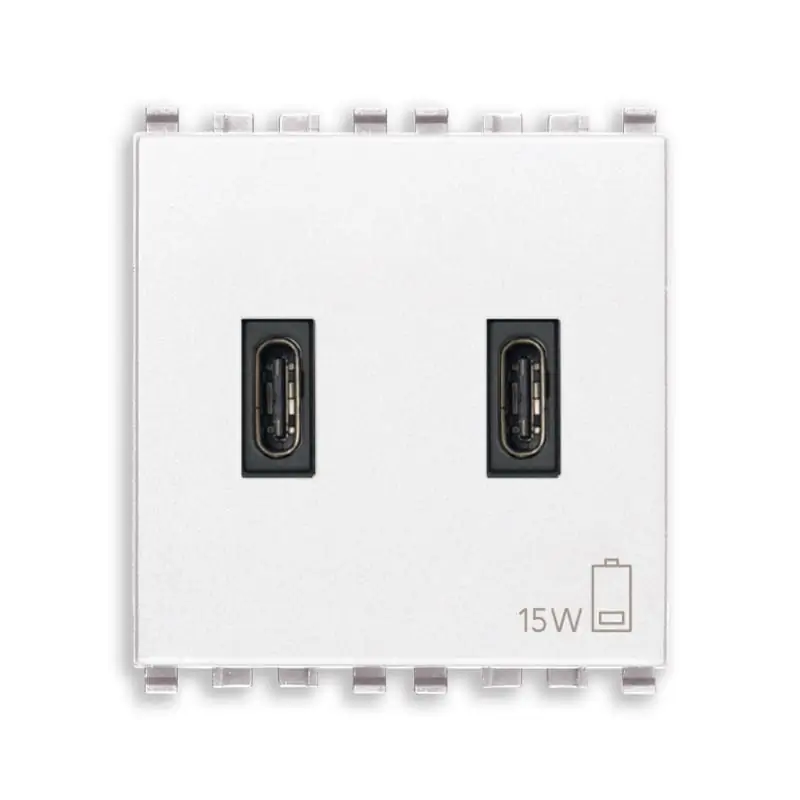 Alimentatore USB C+C 5V 3A 2M bianco - Vimar 20295.CC.B