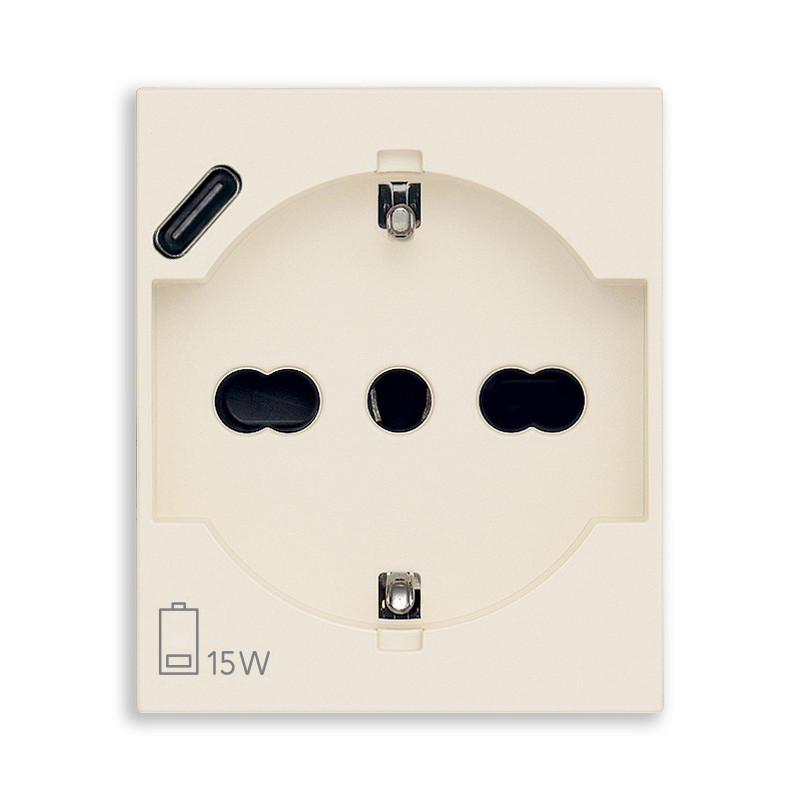 Presa 2P+T 16A universale + USB C canapa - Vimar 30210.USBC