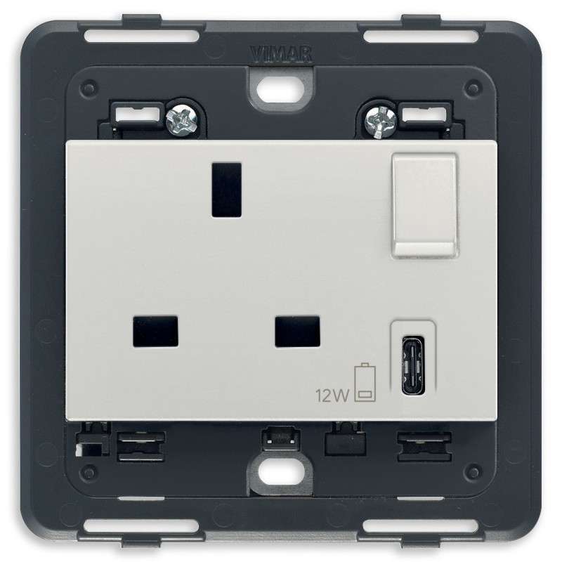 Presa 2P+T 13A BS + int. + USB C Next - Vimar 20223.C.N