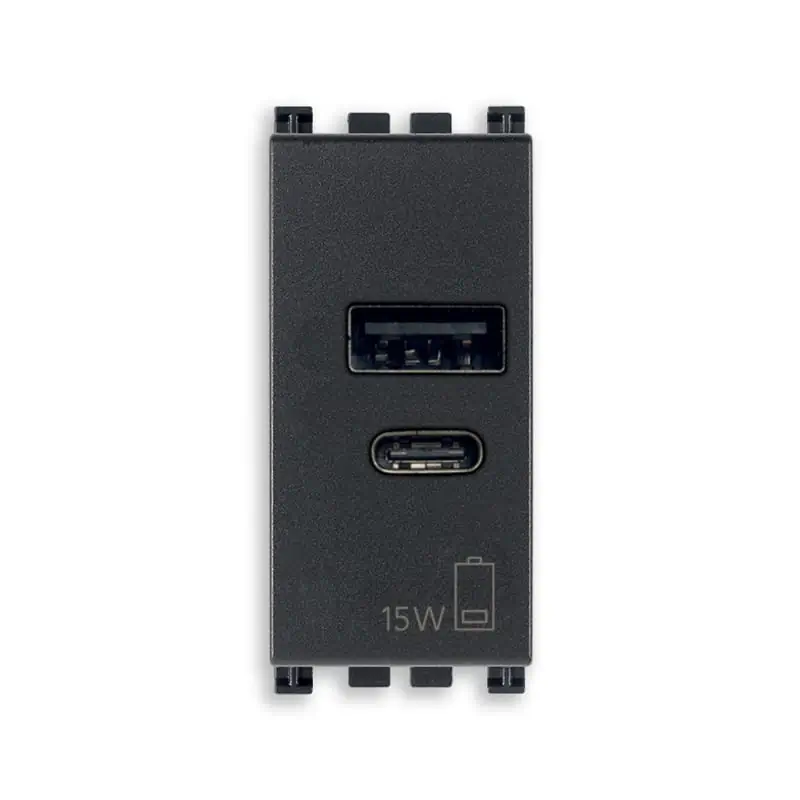 Alimentatore USB A+C 15W 5V 1M grigio - Vimar 19292.AC.15