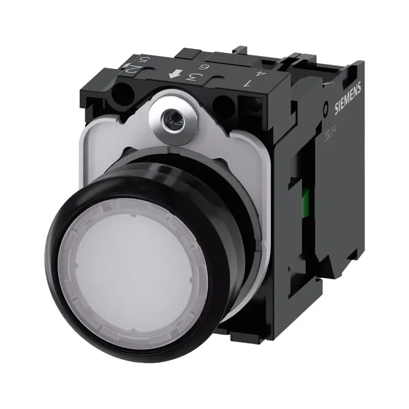 PULS.LUM.PIATTO BIANCO LED 230V AC 1NA - SIEMENS 3SU11060AB601BA0