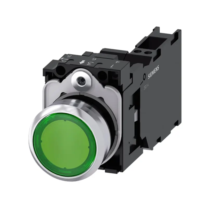 PULS.LUM.MET.VERDE MOMENT 1NO+1NC LED110V - SIEMENS 3SU11530AB403FA0