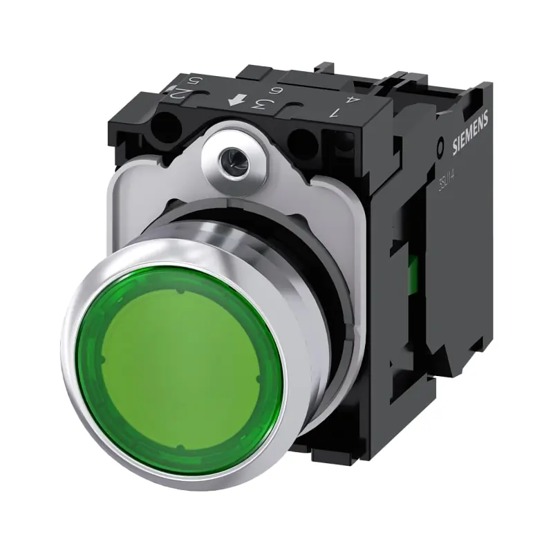 PULS.LUM.PIATTO VERDE LED 230V AC 1NA - SIEMENS 3SU11560AB401BA0