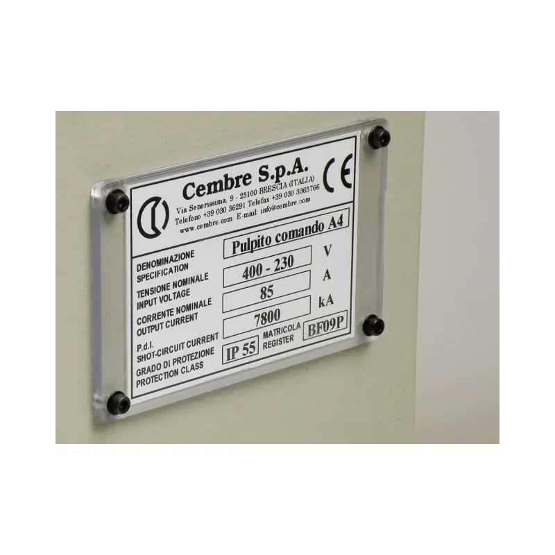 TARGA QUADRO MG-VRT-R GIALLA IN PVC 32X58 - CEMBRE 48400N