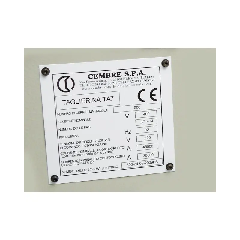 TARGA QUADRO MG-VRT-AH GIALLA PVC105X110 - CEMBRE 88412