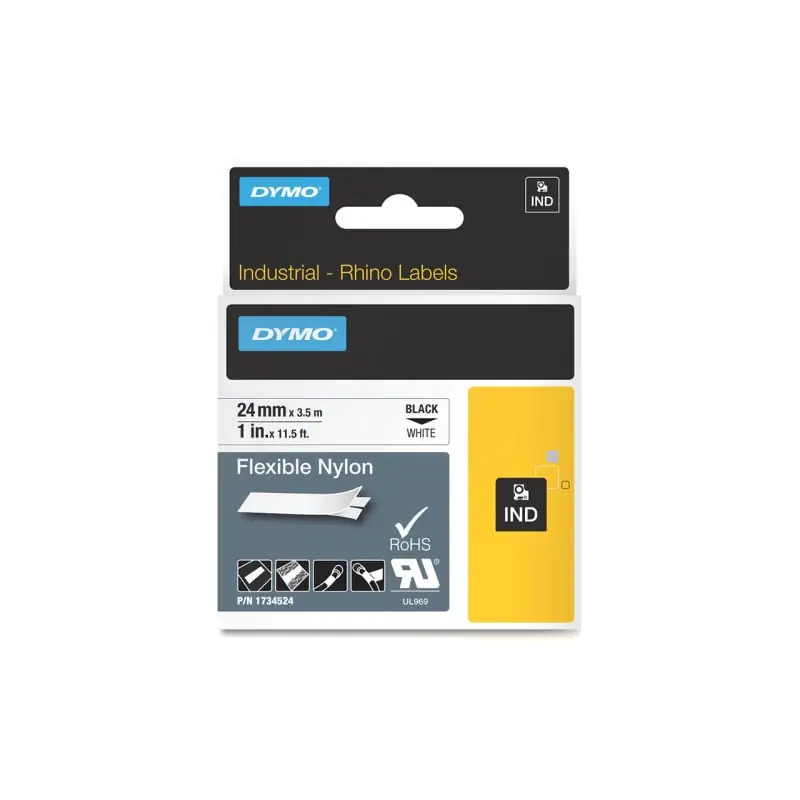 NASTRO 12MM NYLON FLESS.NERO SU GIALLO - CEMBRE 18490