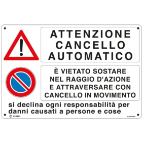 TARG.ALL.VS-I153 200X300 MM.CANCELLO ELETTR - CEMBRE 2615301AR