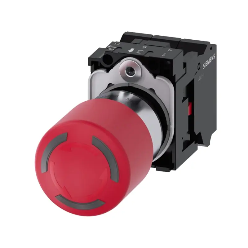 EMERG. STOP MUSHROOM PUSHB., 30MM, RED - SIEMENS 3SU11521GB203PW0
