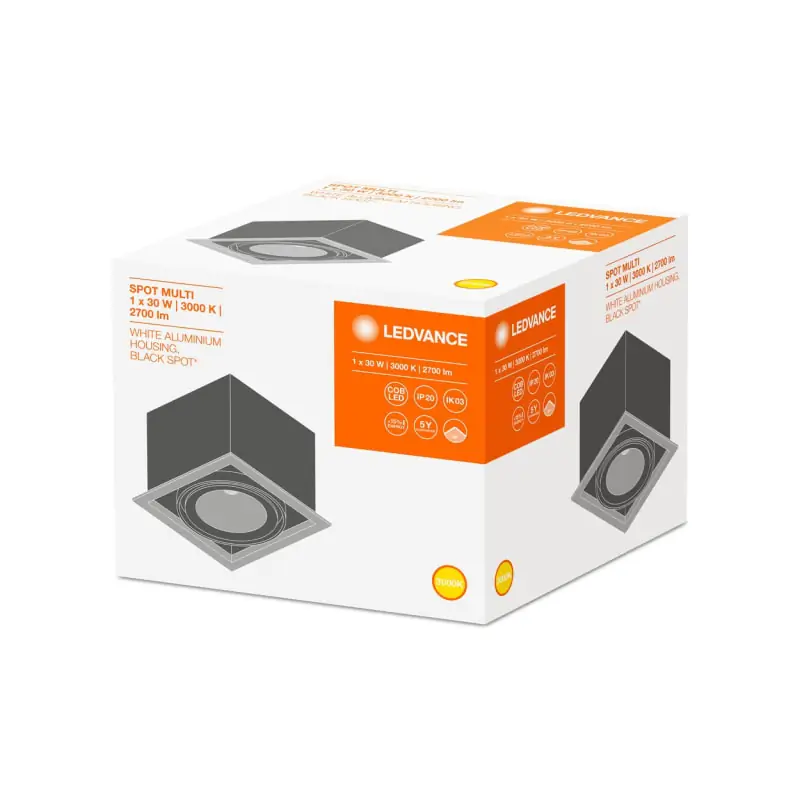 SP MULTI 1X30W/3000K FL WT/BK      LEDV - LEDVANCE SPA SPMUL1X30830FL