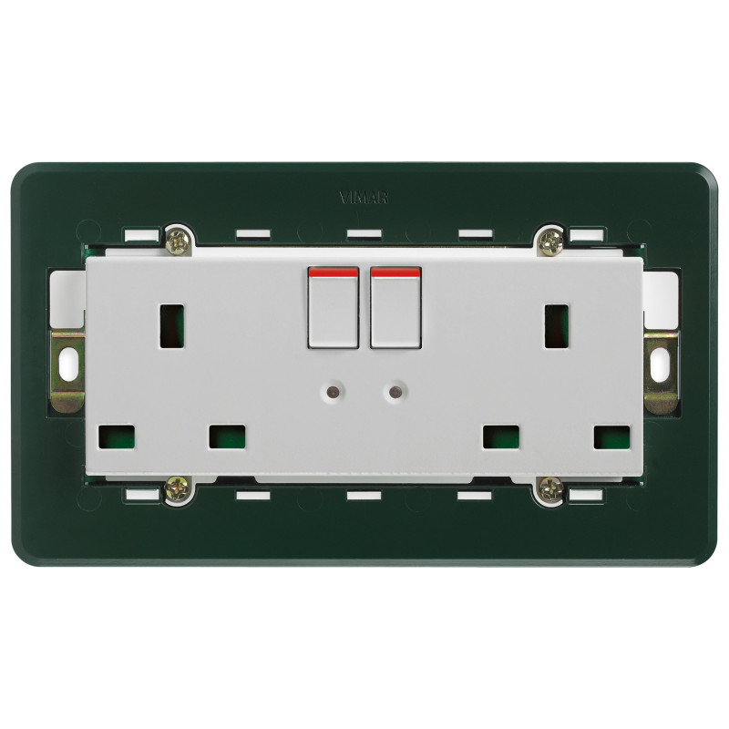 2 prese 2P+T 13A inglese interr. Silver - Vimar 14222.SL