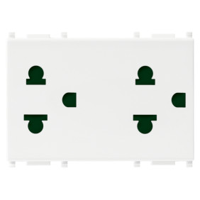 Due prese SICURY 2P+T 16A USA+EU bianco - Vimar 14249