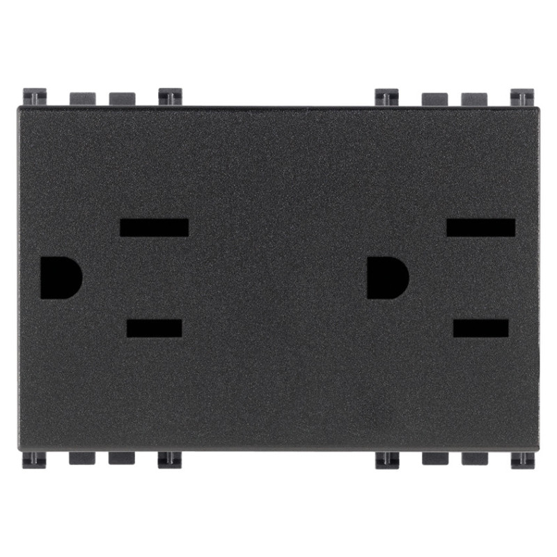 Due prese 2P+T 15A USA+SASO grigio - Vimar 19246