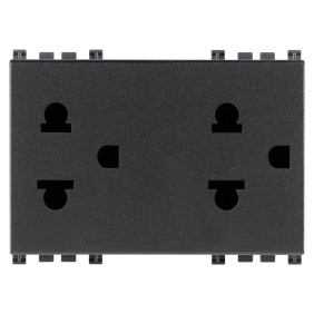 Due prese SICURY 2P+T 16A USA+EU grigio - Vimar 19249