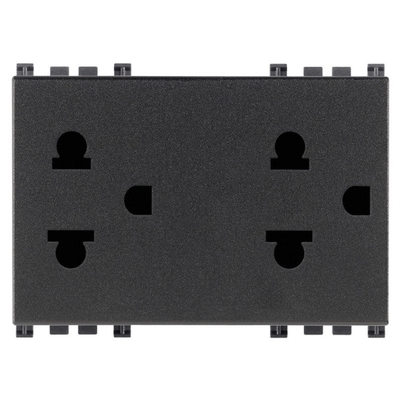 Due prese SICURY 2P+T 16A USA+EU grigio - Vimar 19249