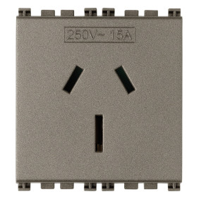 Presa SICURY 2P+T 15A Australia Metal - Vimar 19262.M