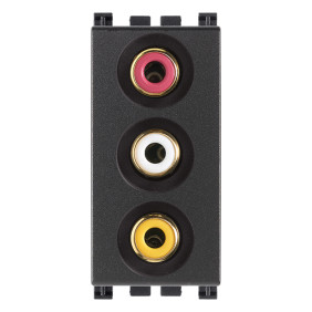 Presa con 3 connettori RCA grigio - Vimar 19335