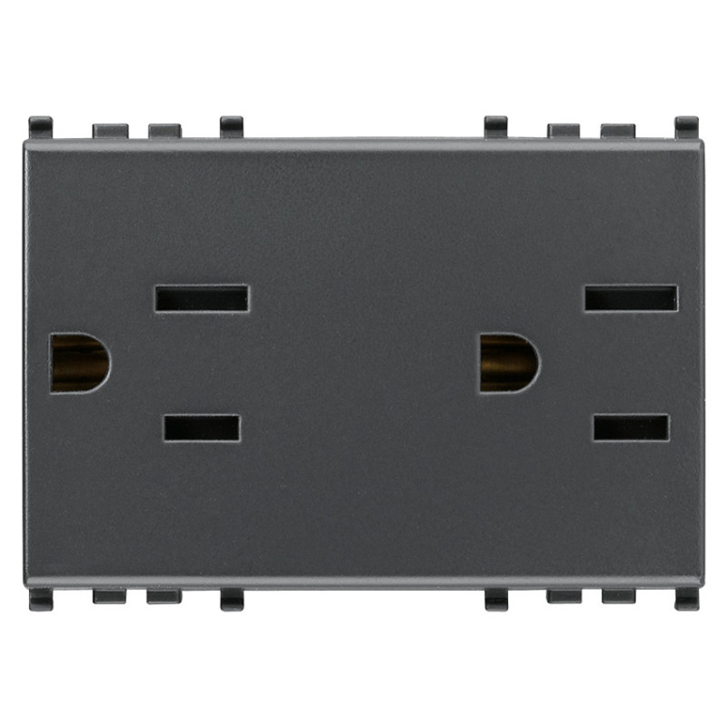 2 prese SICURY 2P+T 15A USA+SASO grigio - Vimar 20243