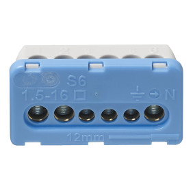 Morsettiera 6 fori centr. estetico blu - Vimar V53552