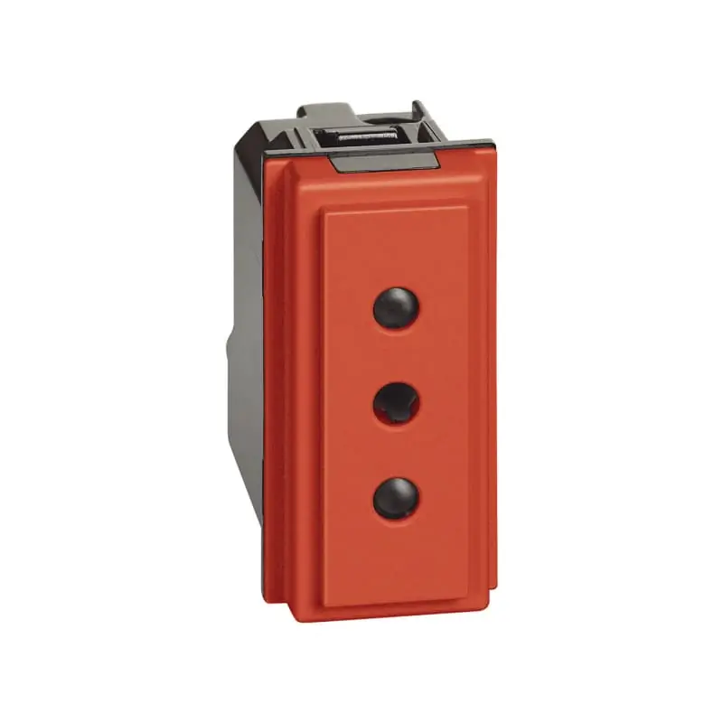 L.NOW - presa 2P+T 10A 250Vac rossa - BTicino KR4113