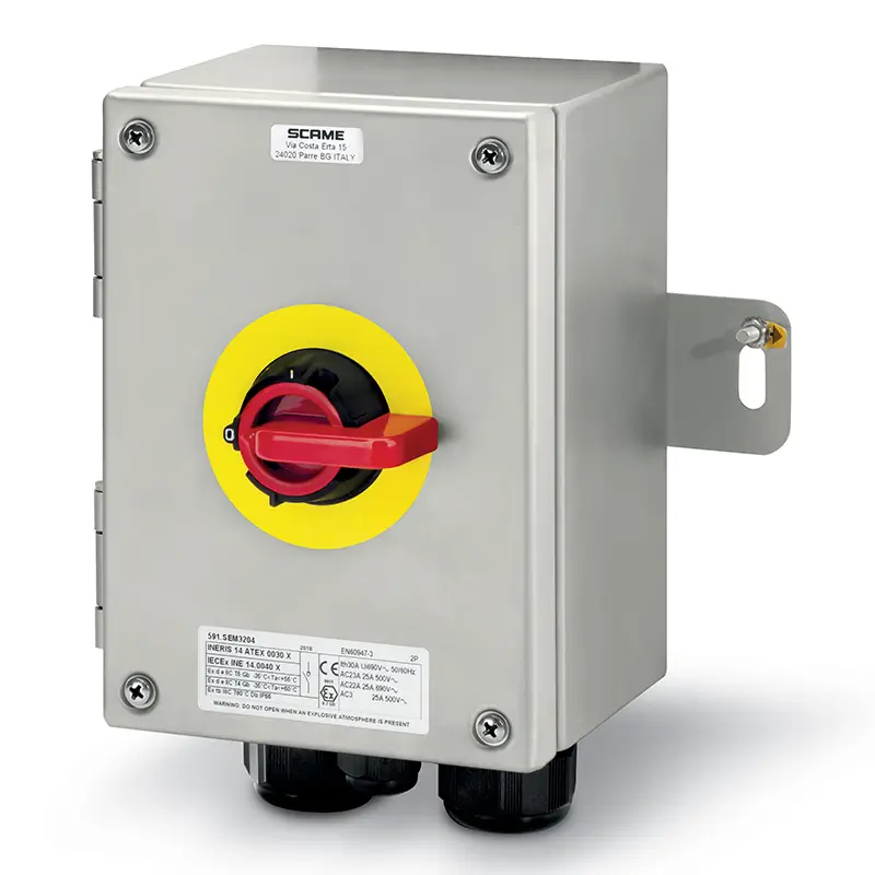 DISP. COM. EMERGENZA EX GD 3/4P 32A INOX - SCAME 591.SEM3204