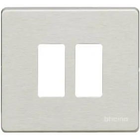 magic - placca 2P scatola tonda alluminio - BTicino 500/2/AL