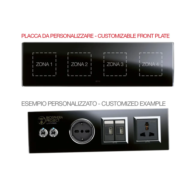 PLACCA MULT.PERS.VETRO NERO2+2+2+2M - AVE 44PV28NAL-XX